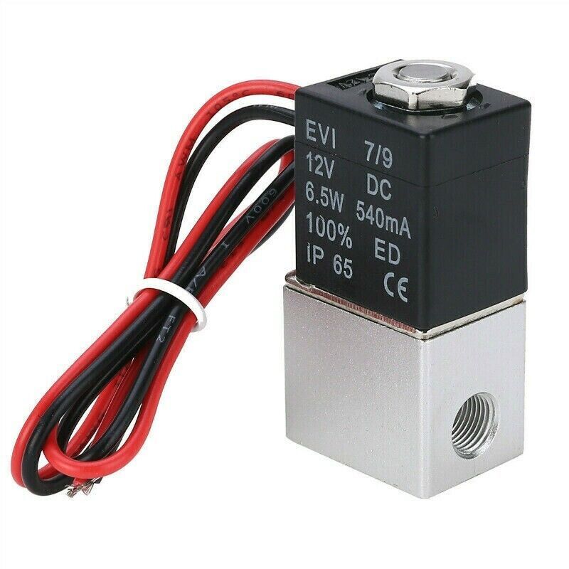 Afsluiter solenoid magneetklep NC 12VDC binnendiameter 1/8" DN6 aluminium 2V025-12VDC
